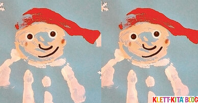 Hallo Nikolaus! Nikoläuse oder Weihnachtsmänner mit Handabdrücken gestalten