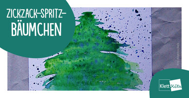 Zickzack-Spritz-Bäumchen – Weihnachtsbäumchen in einer künstlerischen Technik
